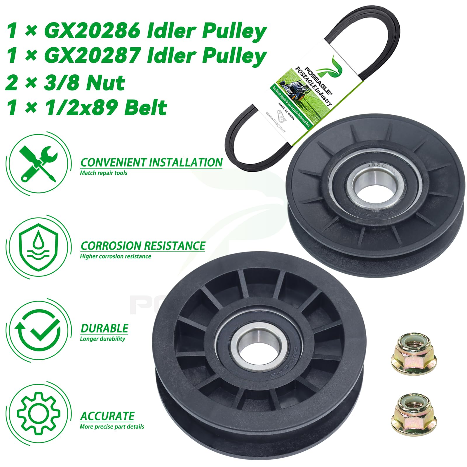POSEAGLE tractora John Deere con kit instalado en deck, rendimiento renovado y estable