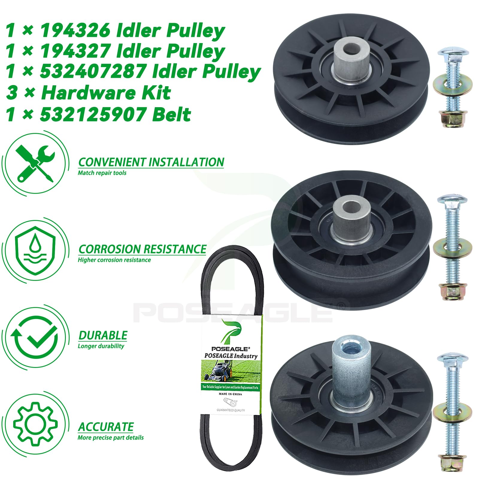 POSEAGLE kit en uso en jardín tractor listo para cortar césped