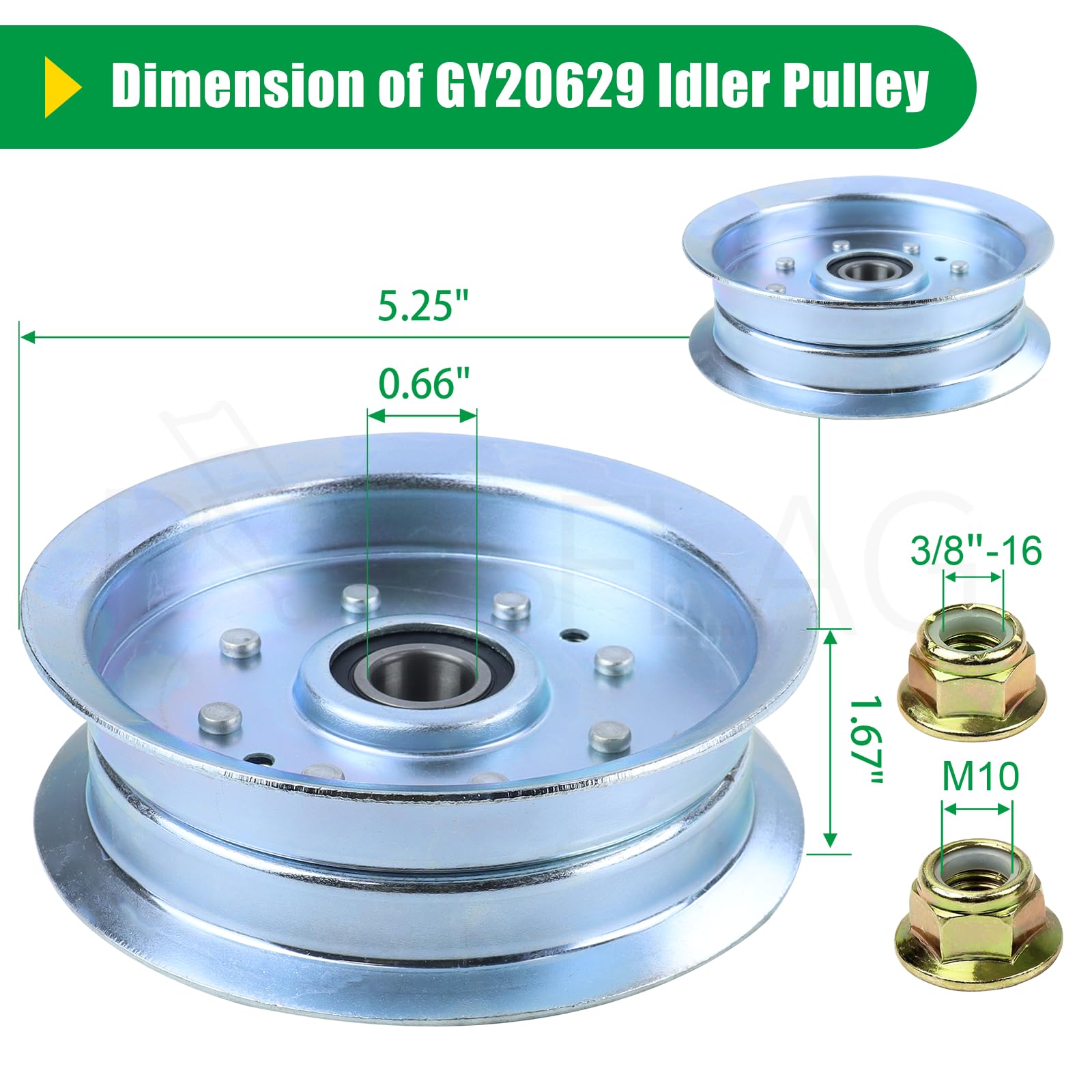 POSFLAG polea con medidas impresas y dimensiones, compatibilidad exacta GY20629