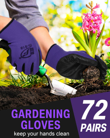 Potchen guantes en uso plantando, protección práctica para jardinería