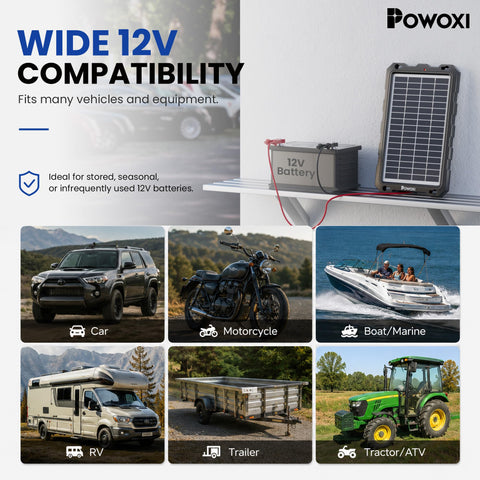 POWOXI comparativa tamaño junto a batería para apreciar escala y portabilidad