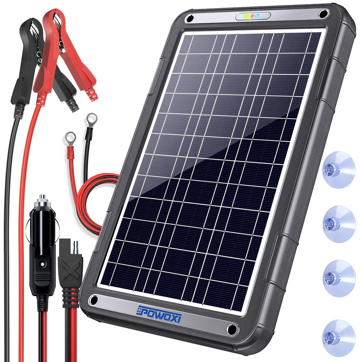 POWOXI panel frontal 12W mostrando diseño robusto y eficiencia