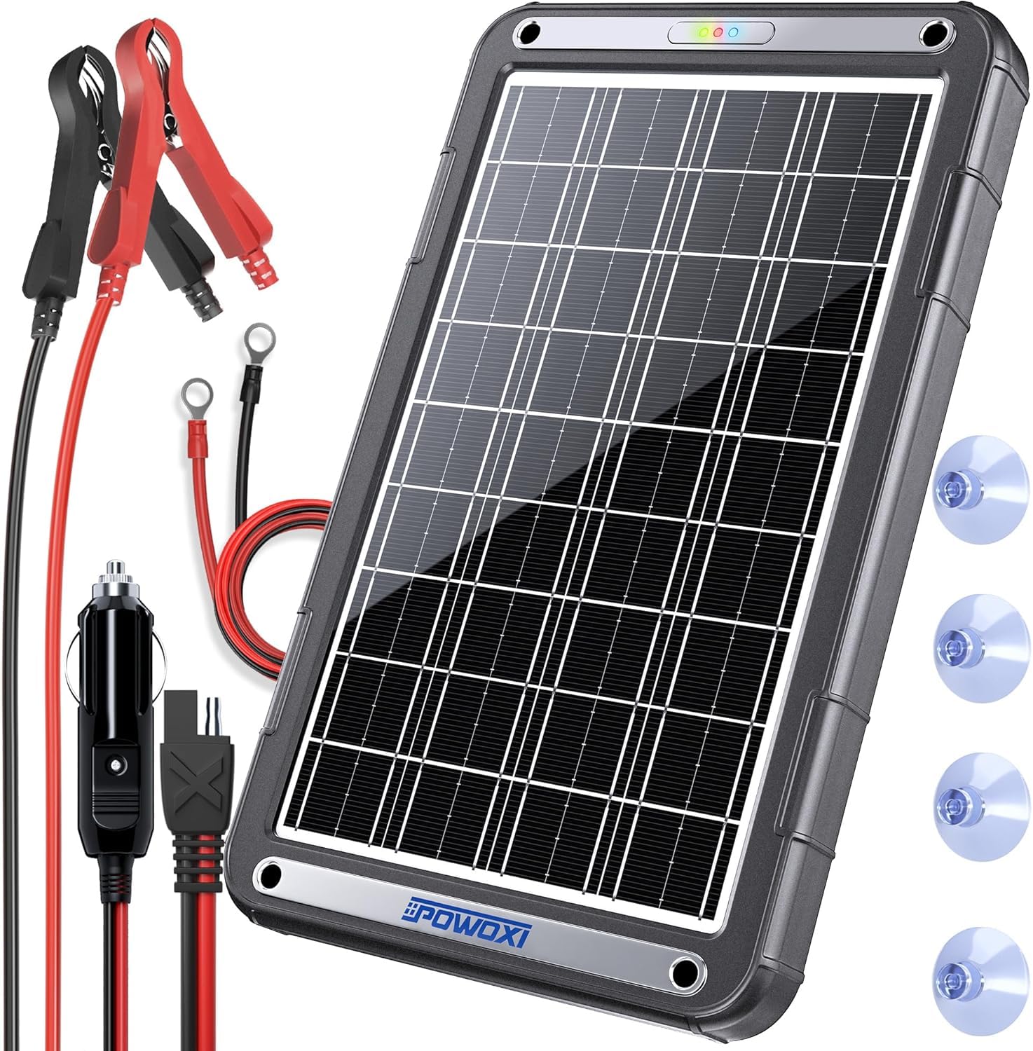 POWOXI panel frontal 15W mostrando su diseño resistente y eficiencia