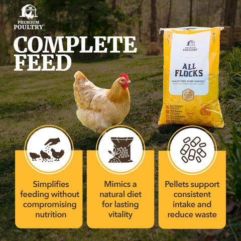 Premium Poultry bolsas apiladas facilitan almacenamiento seguro