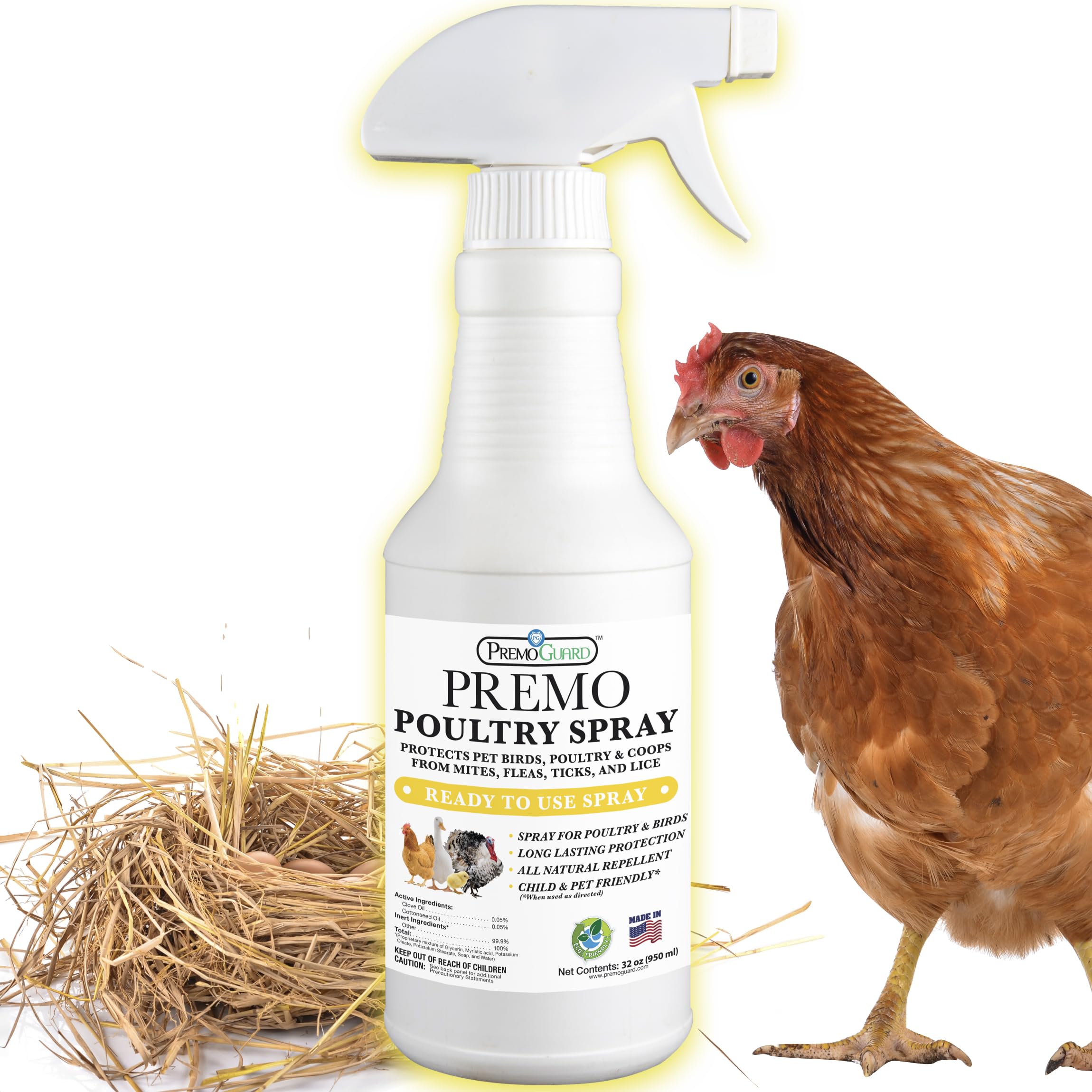 Interior de gallinero tratado con Premo Guard, ambiente limpio y prevención de reinfestación