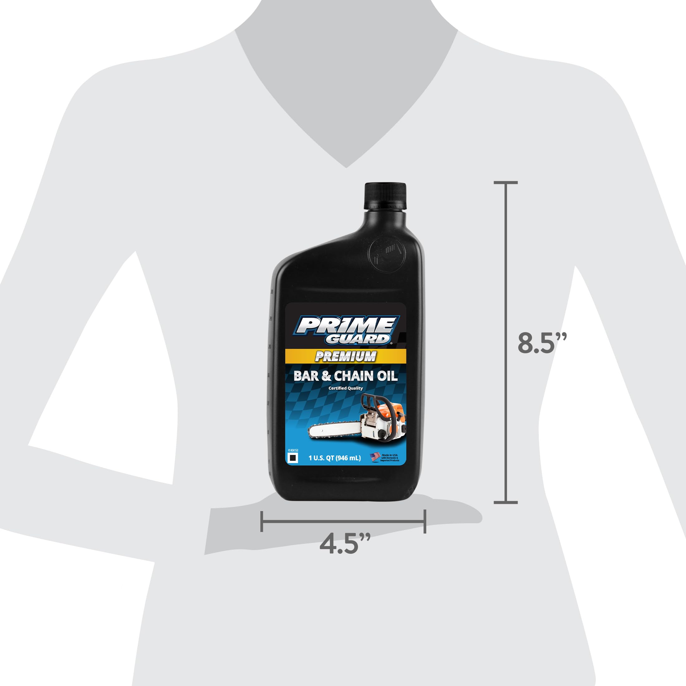 Prime Guard botella junto a objeto para comparar tamaño y capacidad