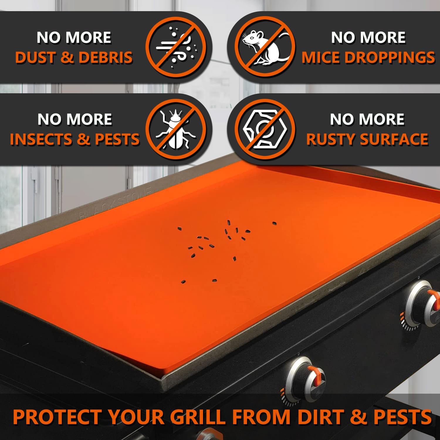 Protebox tapete colocado en plancha Blackstone en uso y protección