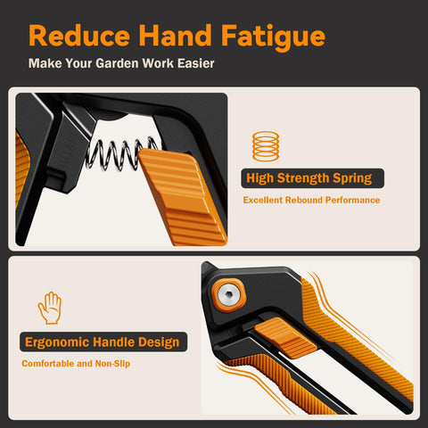 PrunePro comparación de tamaño con mano para ergonomía y confort
