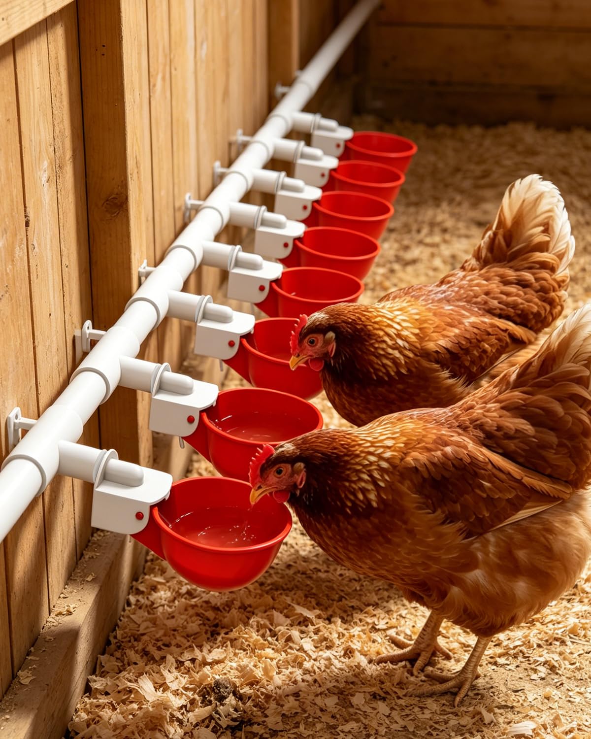 psarnuk escena exterior en gallinero mostrando integración estética