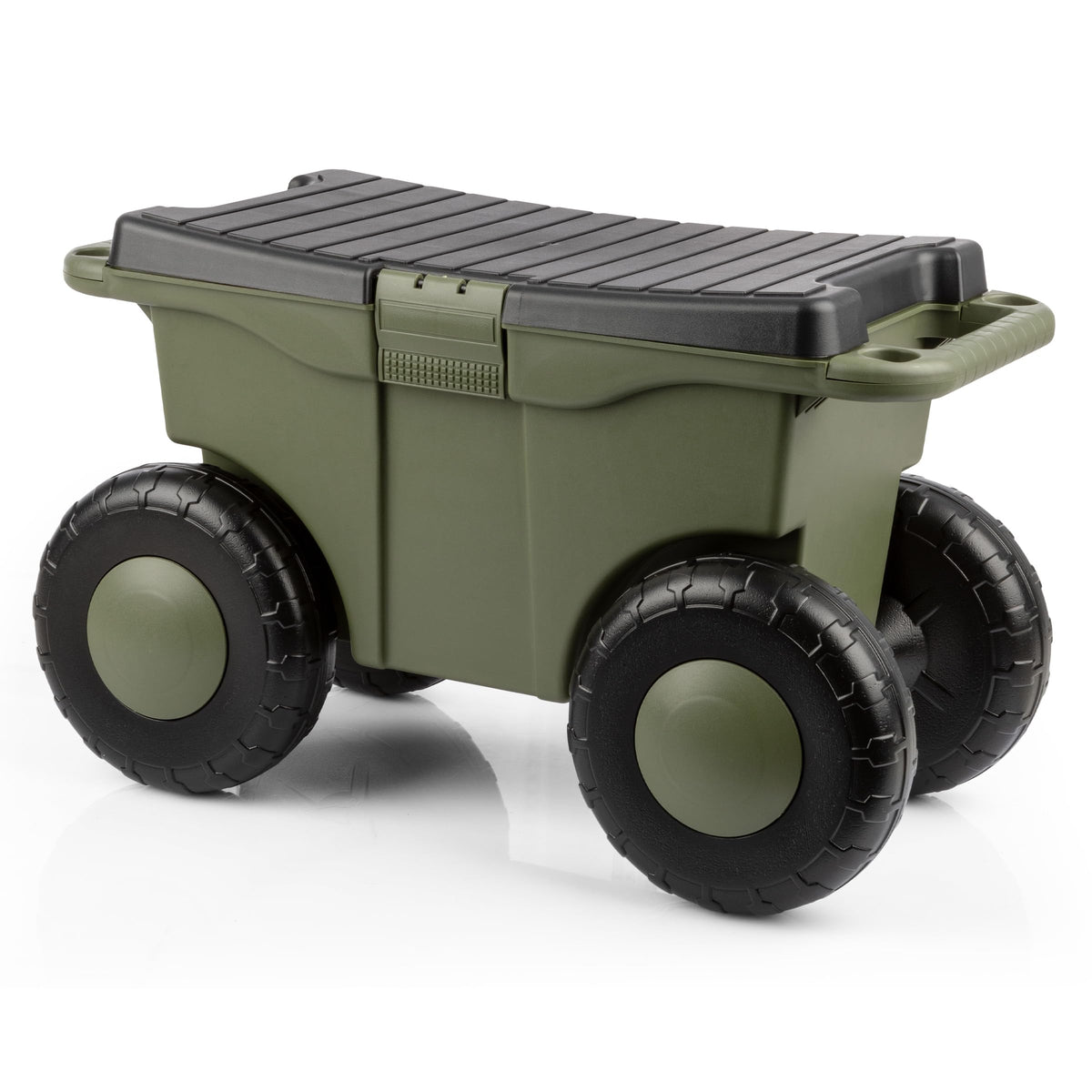 Pure Garden vista frontal del carrito con asiento, organiza herramientas fácilmente