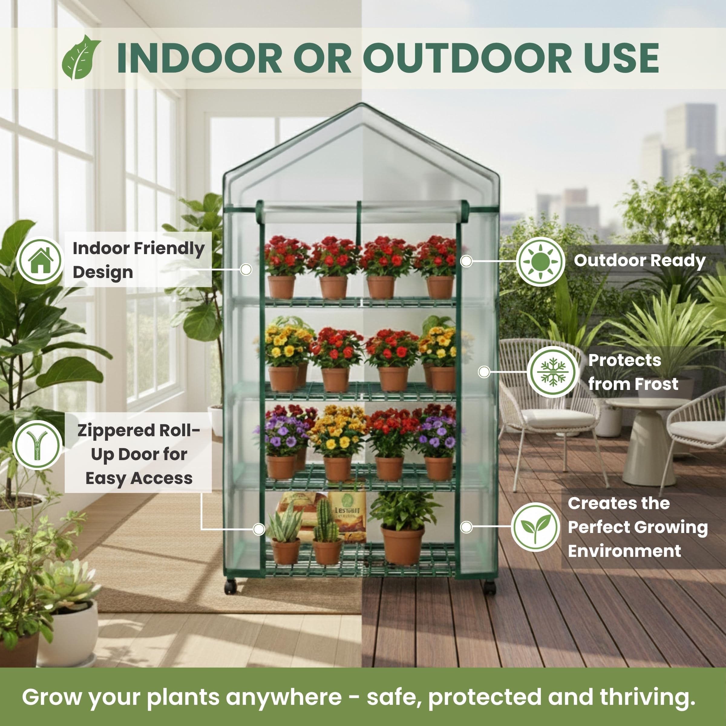 Pure Garden close-up de estante soportando macetas con capacidad robusta y orden
