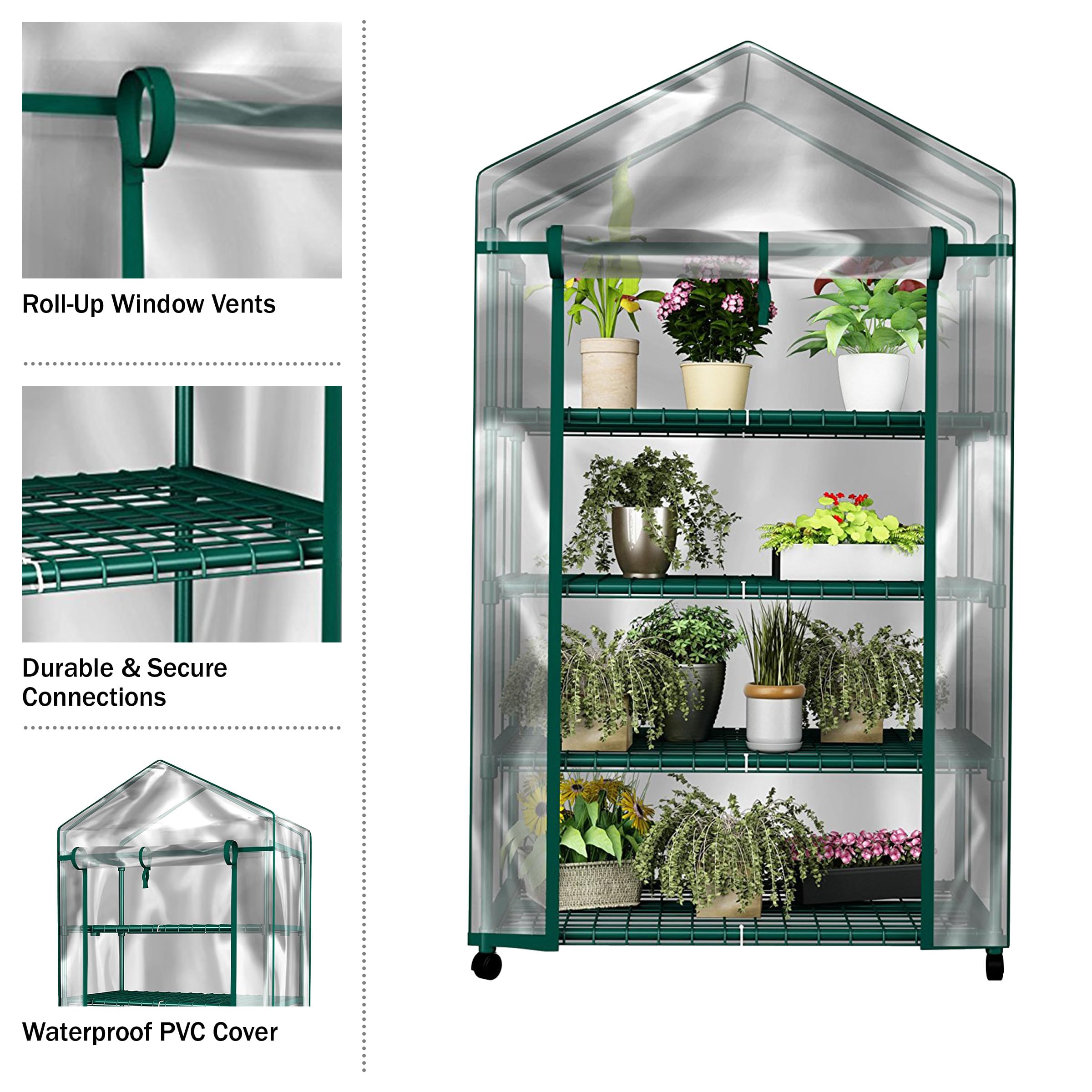 Pure Garden puerta con cremallera enrollada para ventilación rápida y control de clima