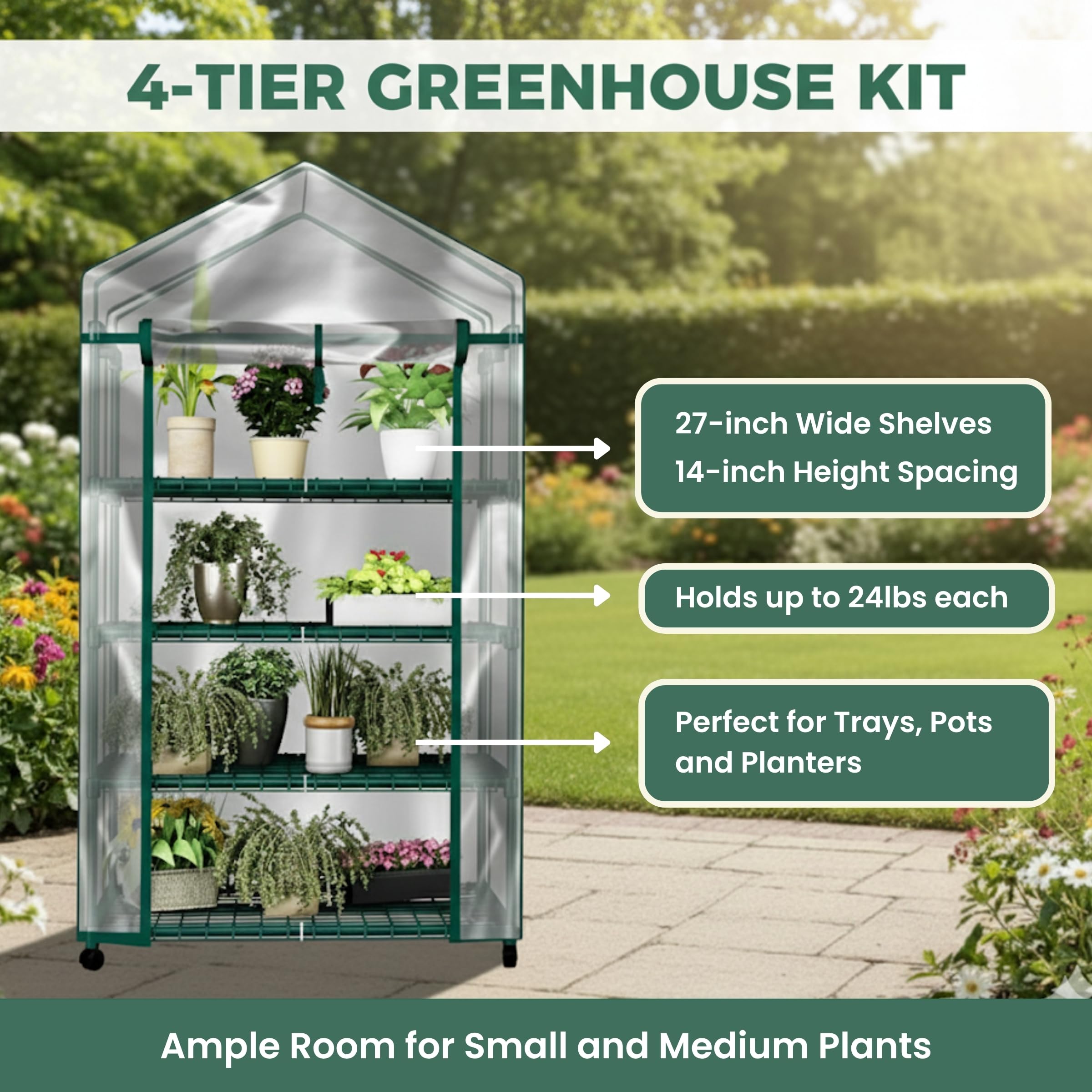 Pure Garden ruedas con freno que permiten mover y fijar el invernadero fácilmente