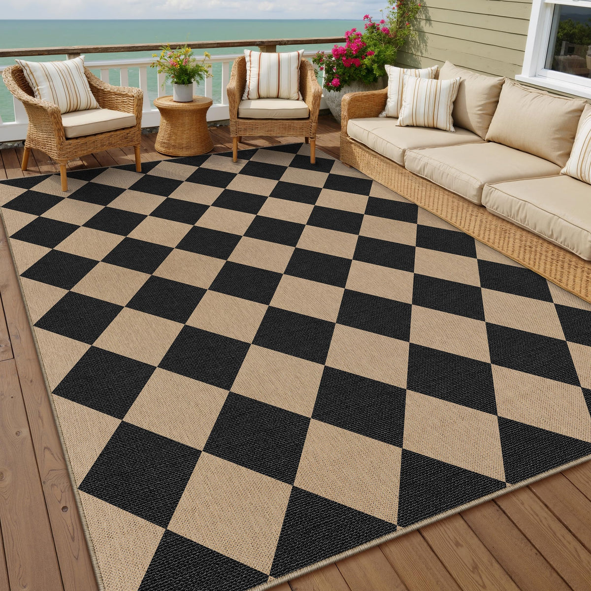 PureCozy vista frontal de la alfombra mostrando diseño y tamaño útil