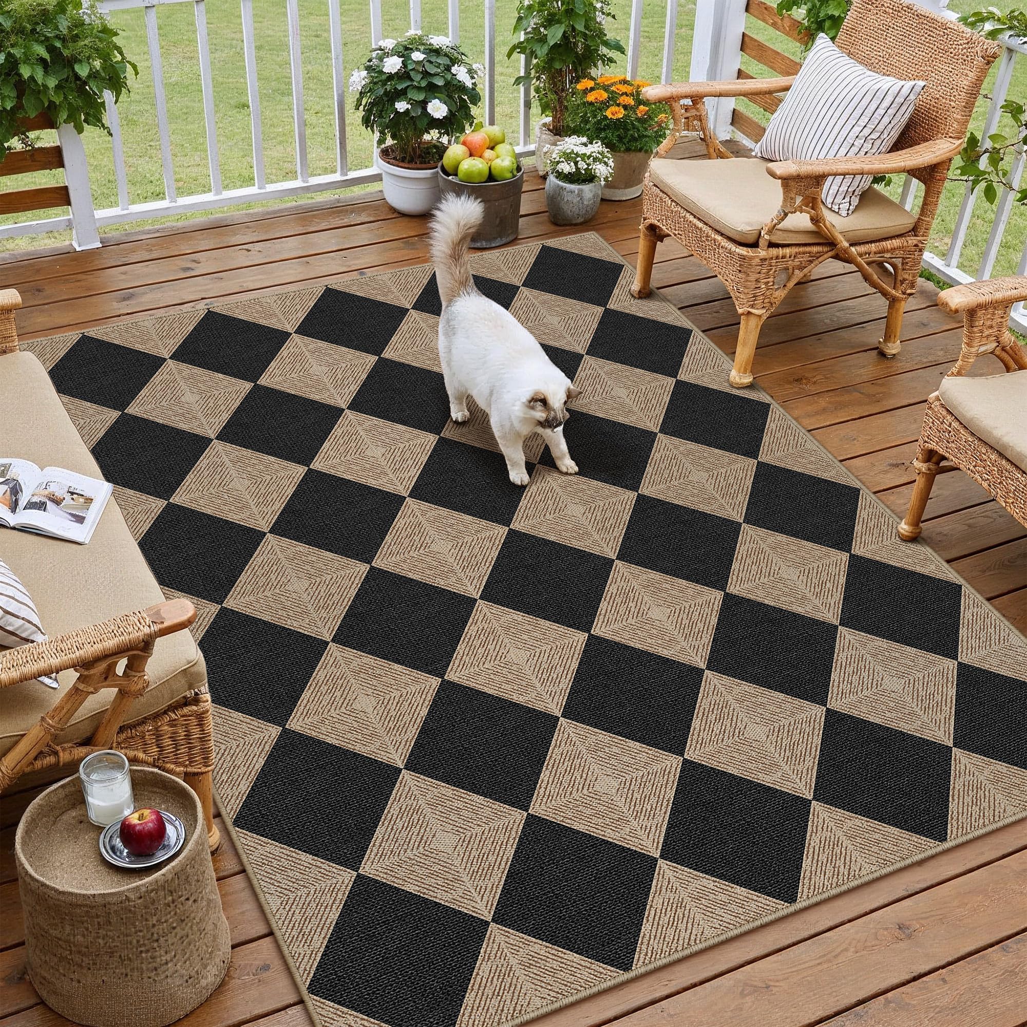 PureCozy frontal de alfombra ajedrez visible para combinar decoraciones