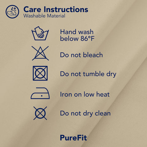 PureFit etiqueta con instrucciones de cuidado y lavado sencillo