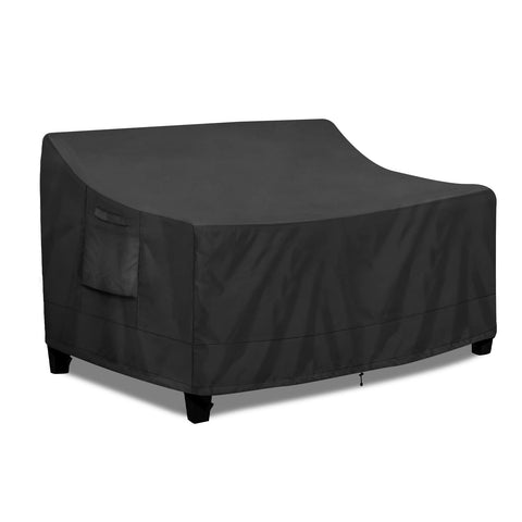 PureFit vista frontal de la funda cubriendo sofá 2 plazas, protección contra lluvia