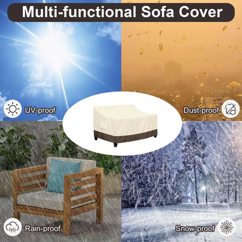 PureFit funda colocada en patio moderno, mantiene el sofá como nuevo