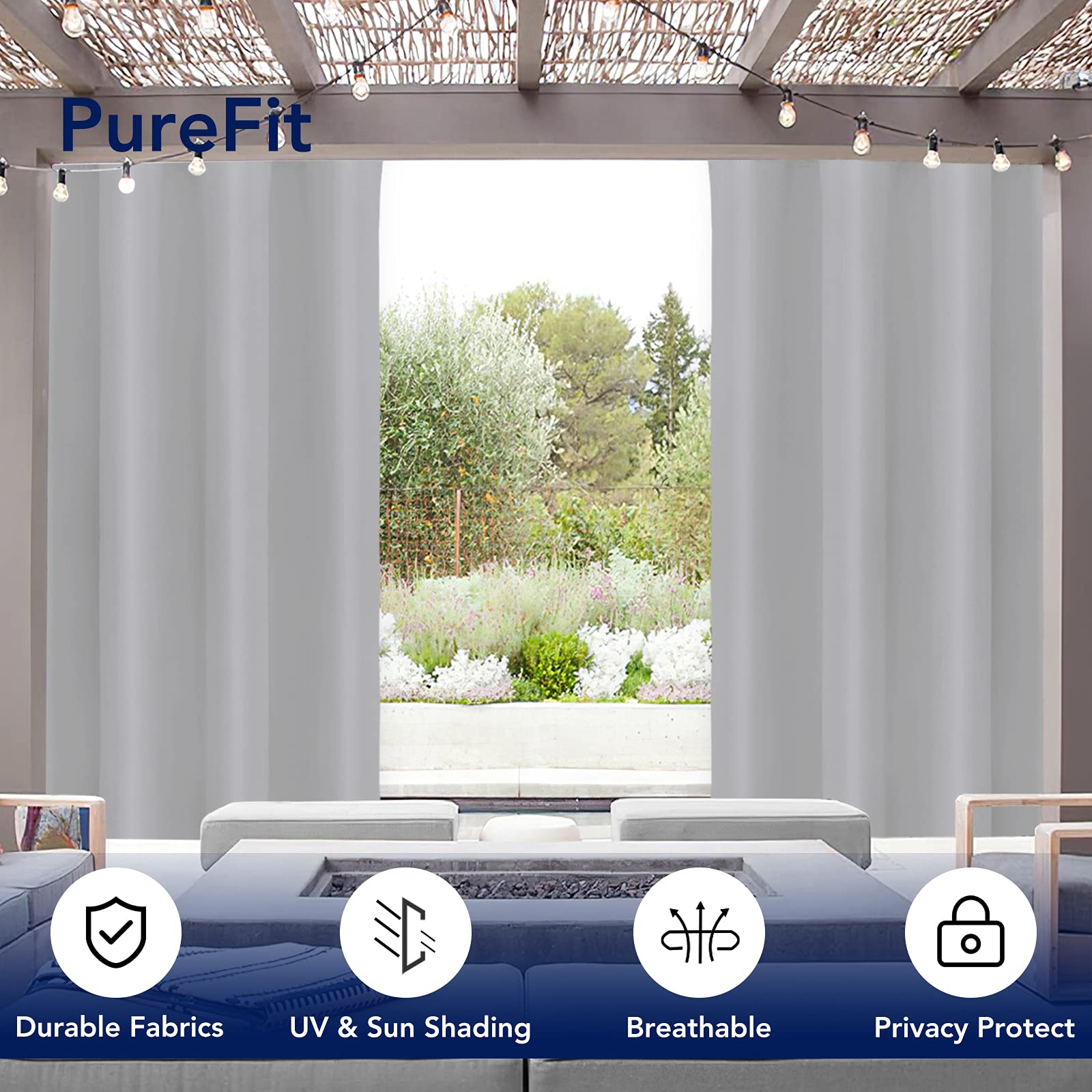 PureFit textura de poliéster 100% que ofrece privacidad y transpirabilidad