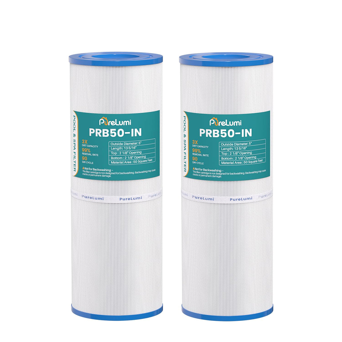 PureLumi filtro PRB50-IN frente del empaque mostrando compatibilidad
