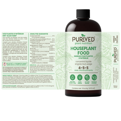 Purived envase con símbolos de calidad y origen made in USA