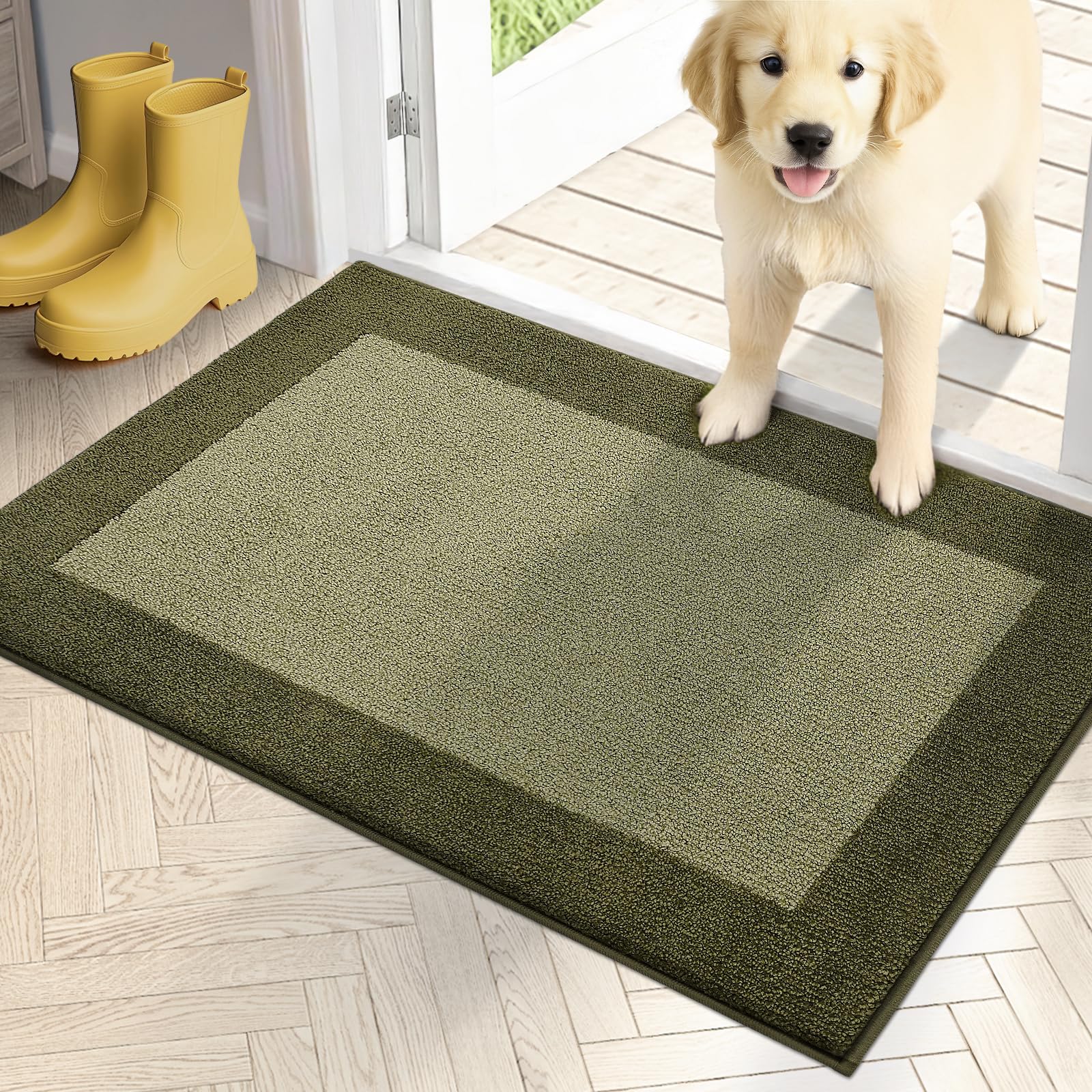 PURRUGS felpudo frontal en Budding Green y Sage Green mostrando color y forma