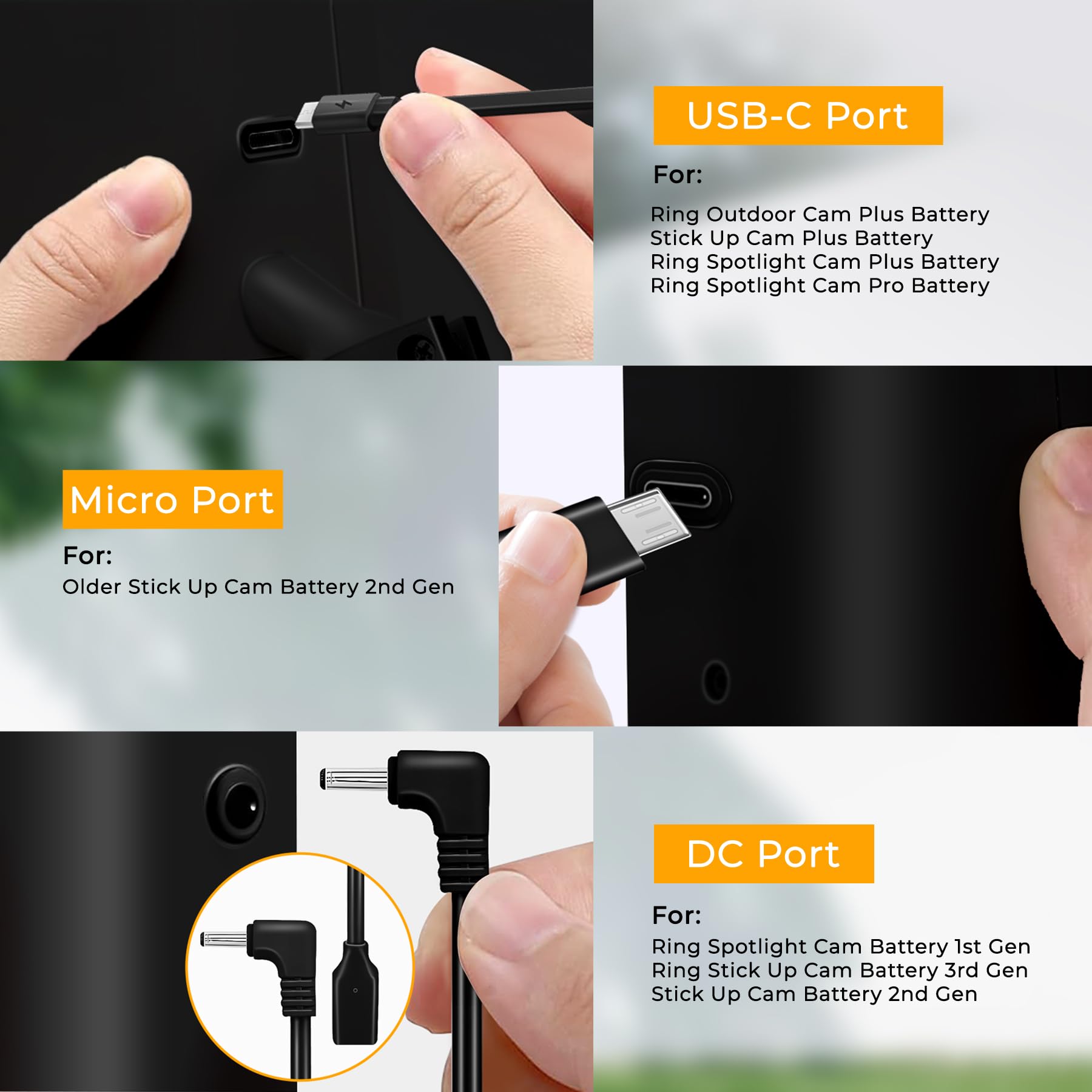 PUUQII instalación en pared junto a cámara Ring para ahorro de recargas