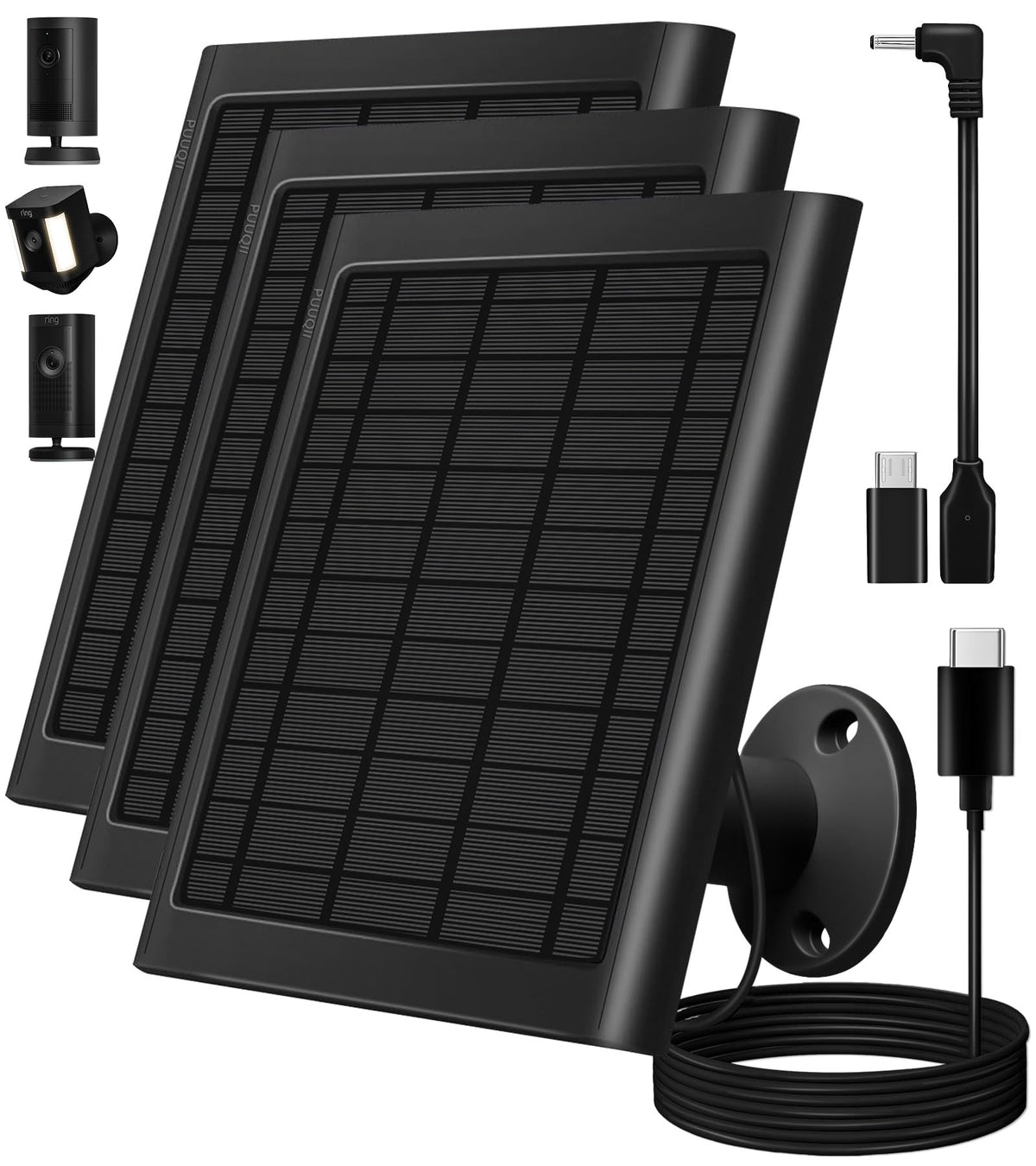 PUUQII panel frontal mostrando superficie monocristalina para carga eficiente