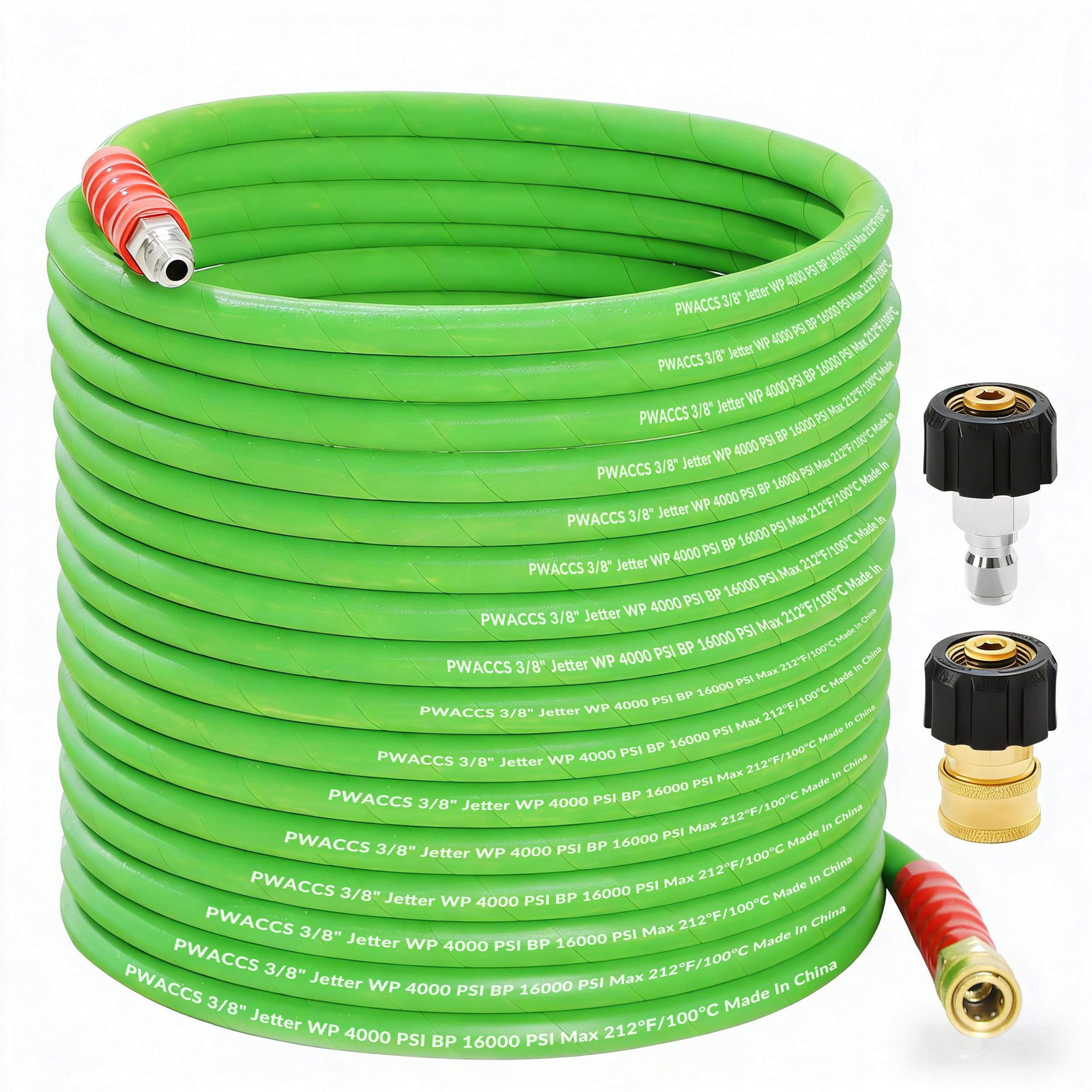 PWACCS manguera 50 ft frontal enrollada mostrando longitud y robustez