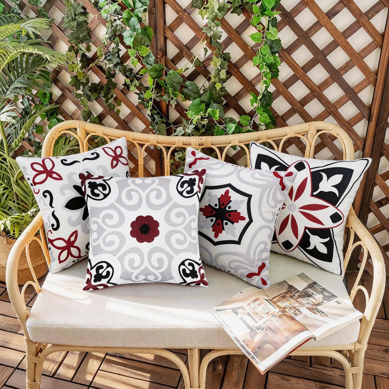 Pyonic set de cuatro fundas estilizadas integrando decoración boho