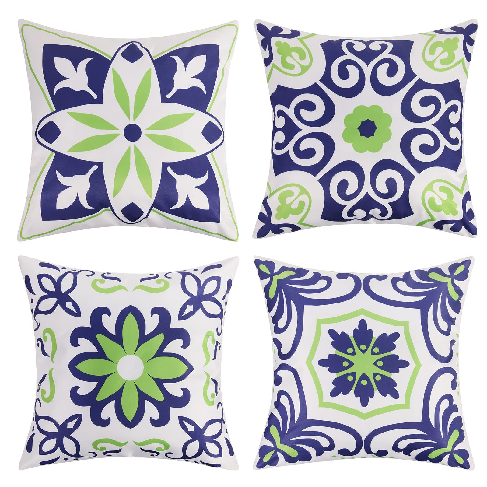 Pyonic fundas frontal color azul marino y verde mostrando diseño boho floral