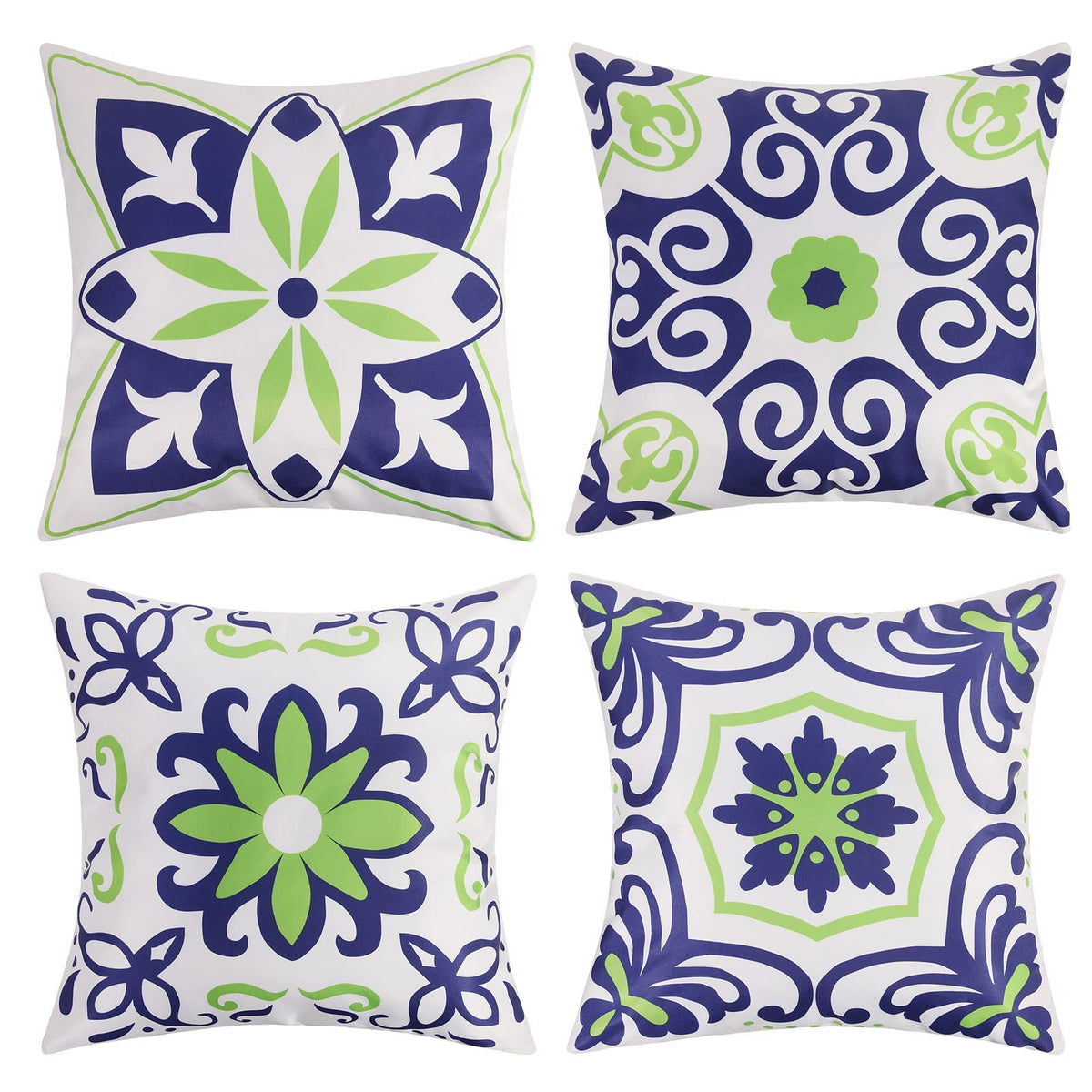 Pyonic fundas frontal color azul marino y verde mostrando diseño boho floral