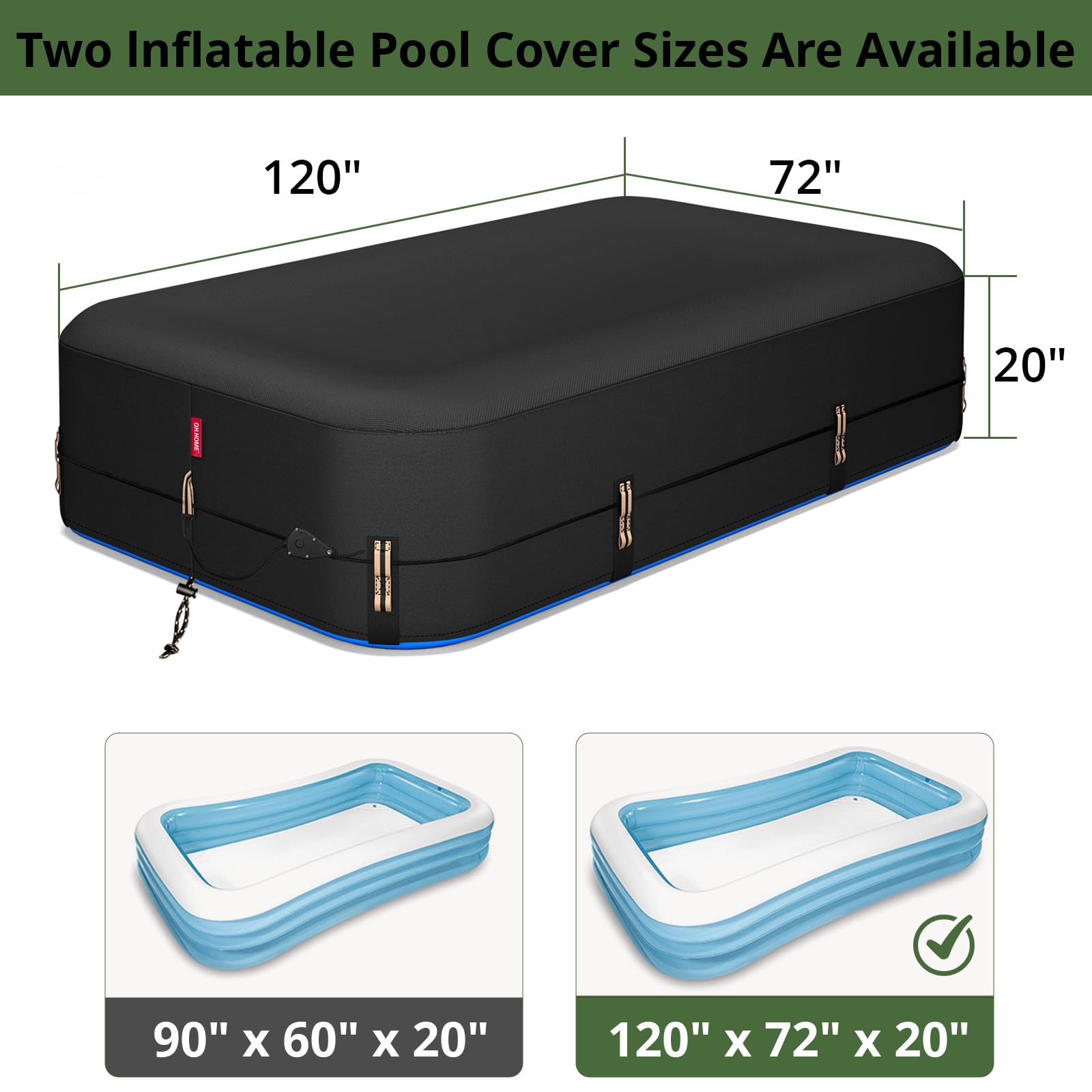QH.HOME comparación de tamaño junto a piscina 10'x6' para referencia