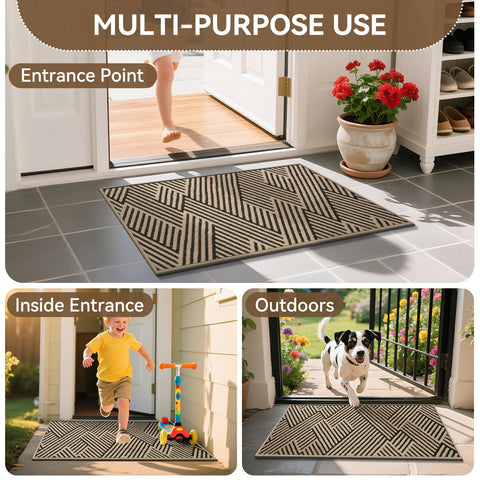 QiCaiJia felpudo siendo enjuagado con manguera para limpieza fácil