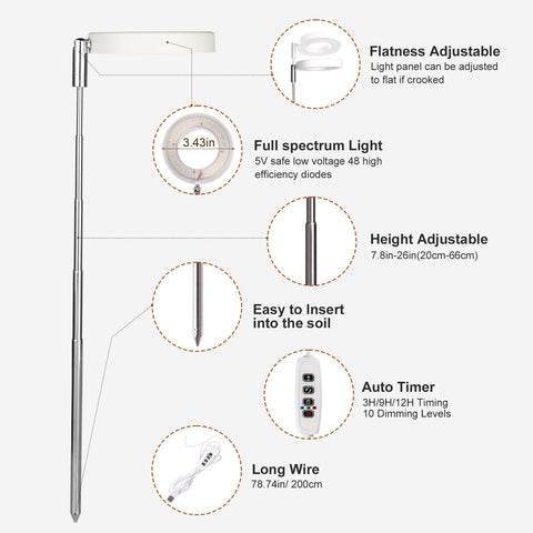 Qicodu en uso sobre mesa iluminando suculentas con luz natural suplementaria