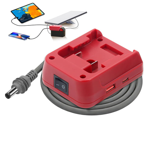 QKJCE adaptador frente mostrando diseño robusto y encaje para Milwaukee M18