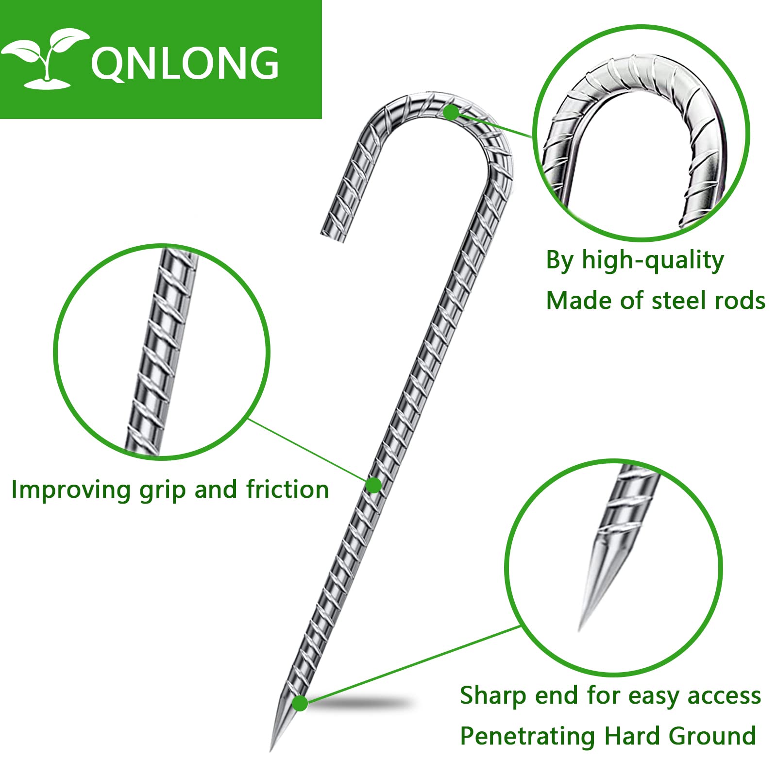 QNLONG estacas fijando césped artificial para borde estable y uniforme