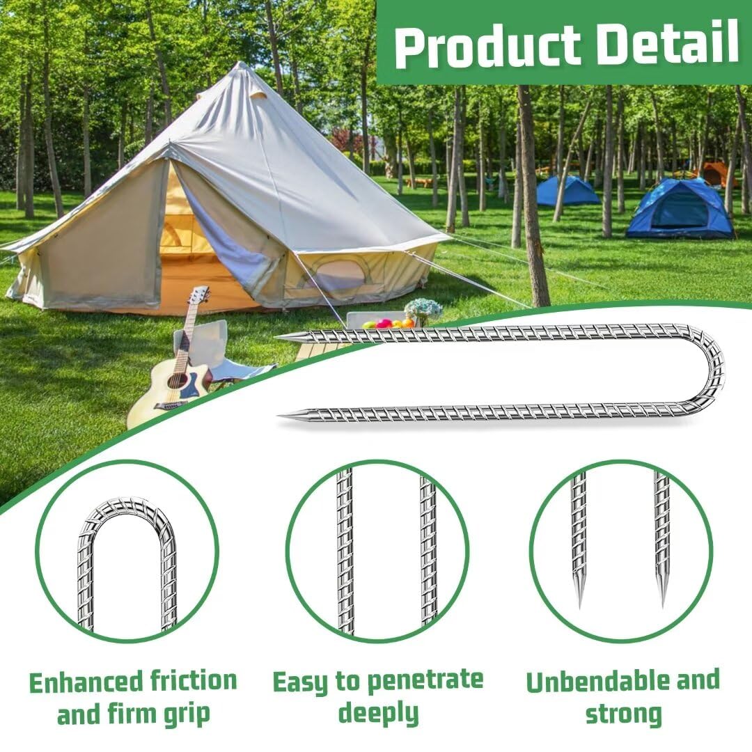 QNLONG estacas en uso fijando una tienda, estabilidad en camping