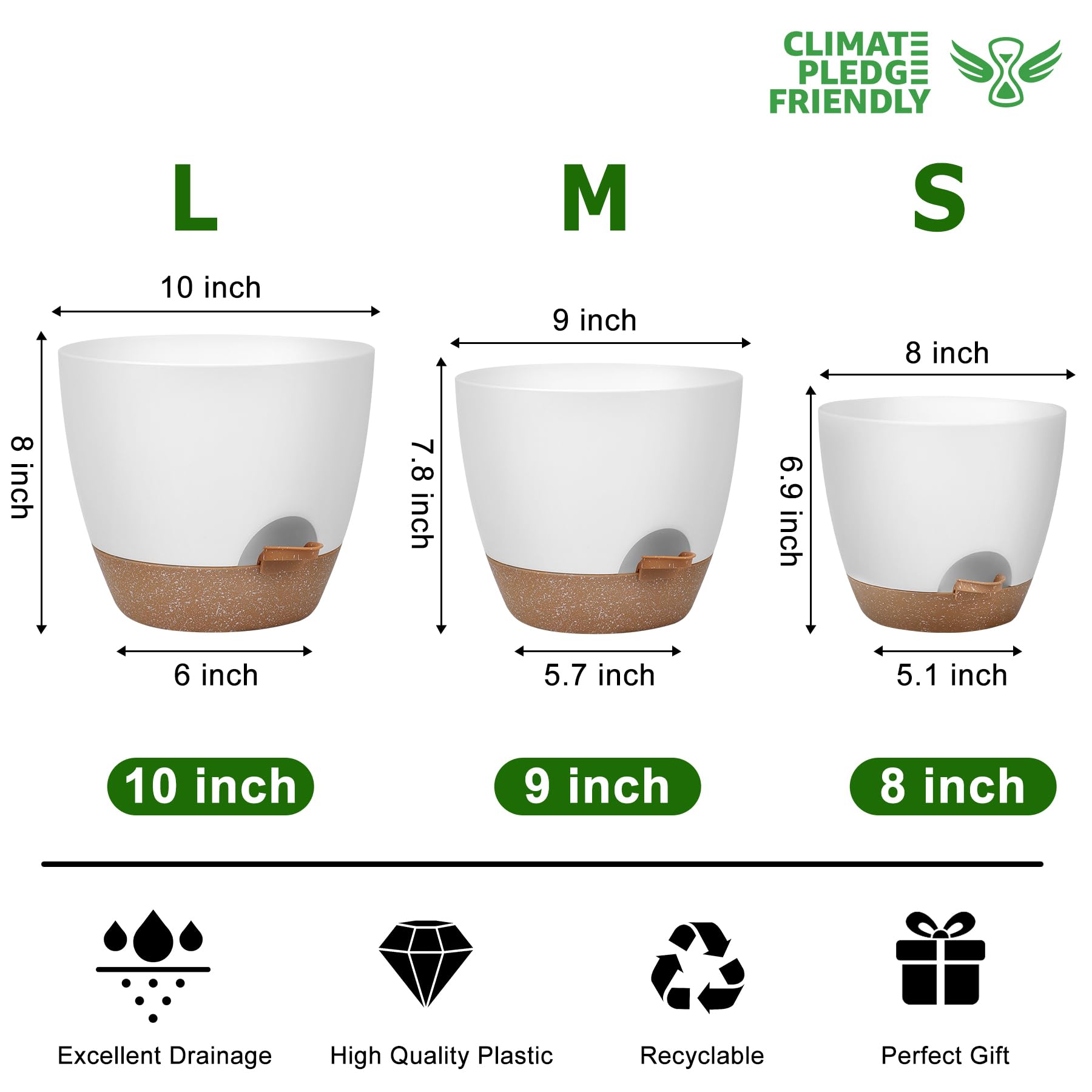 QRRICA maceta en uso interior con planta mostrando menor riego necesario