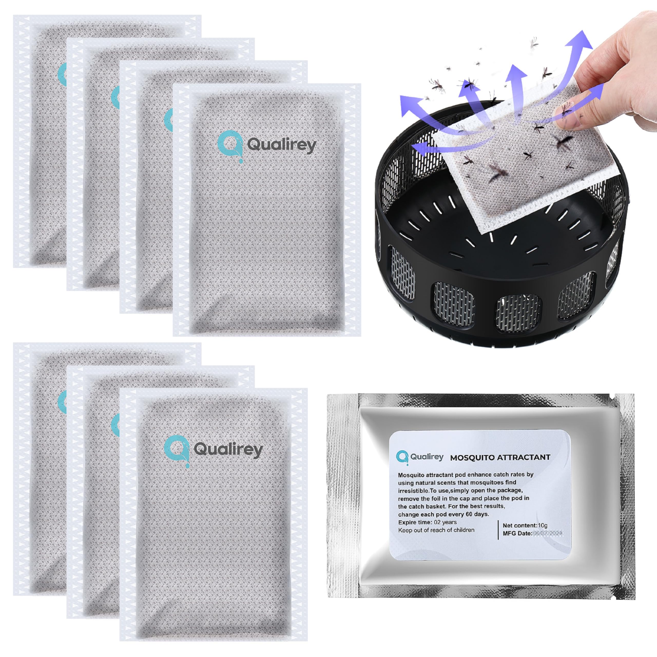 Qualirey empaque frontal del paquete de 8 recargas, evidencia ahorro y compatibilidad