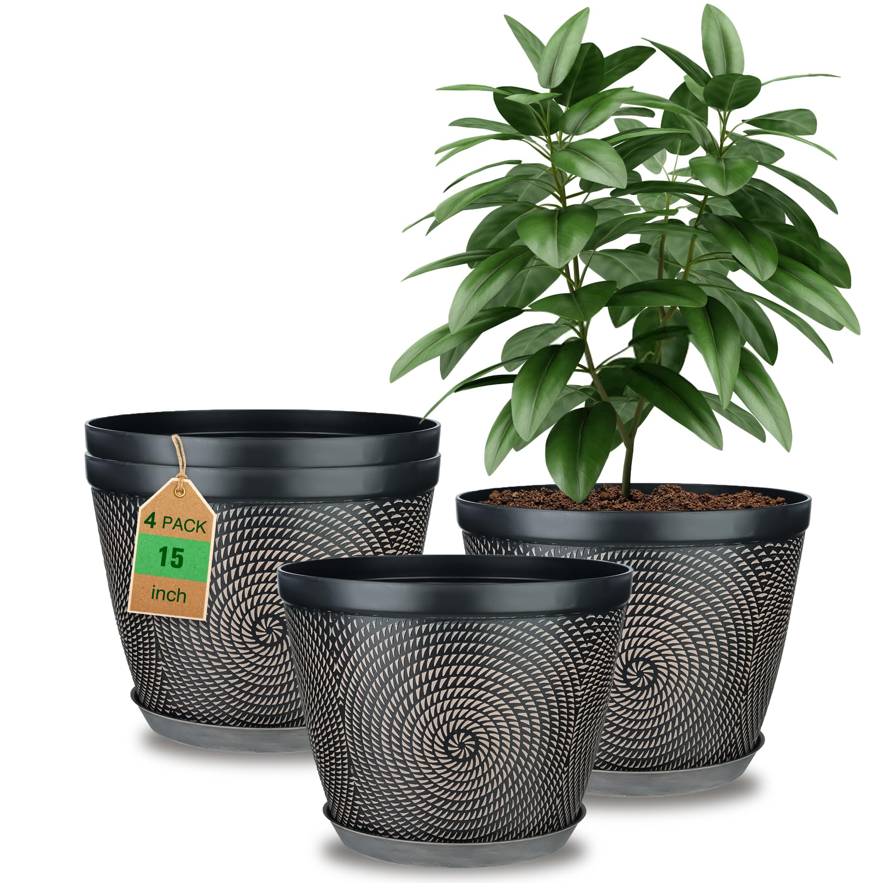 Quarut maceta 15 pulgadas vista frontal con diseño moderno y acabado resistente