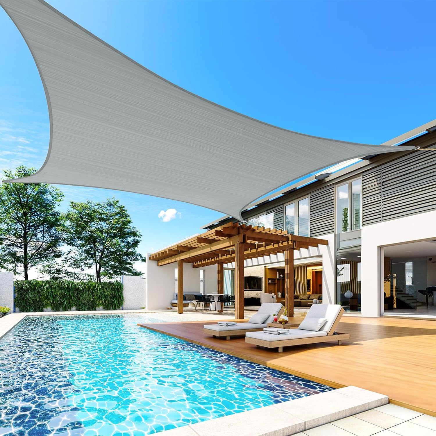 Quictent en ambiente junto a piscina aportando sombra y confort al área