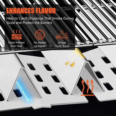 QuliMetal barras flavorizer instaladas en parrilla mostrando distribución de calor