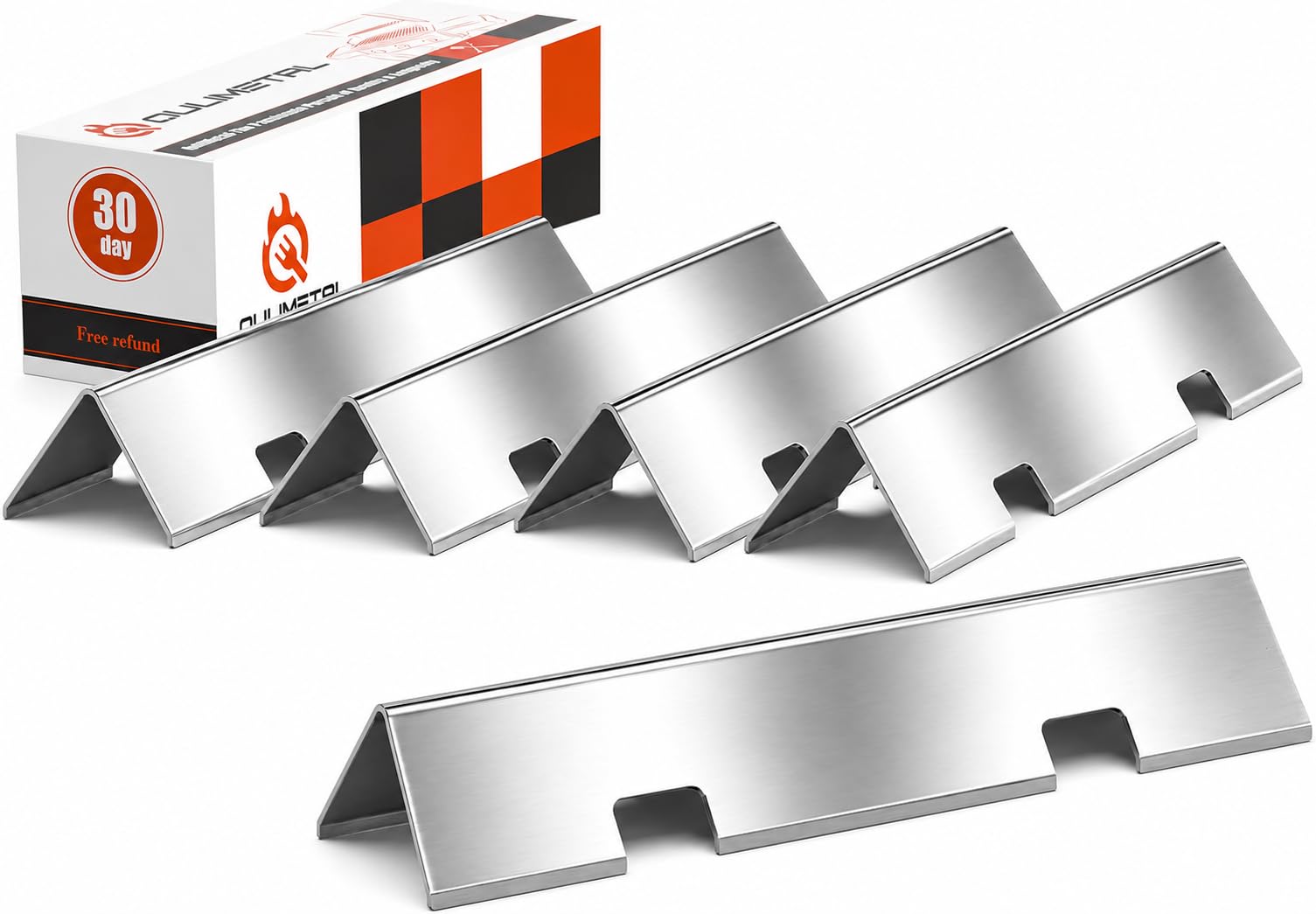 QuliMetal barras frontal embalaje mostrando cinco piezas, durabilidad garantizada