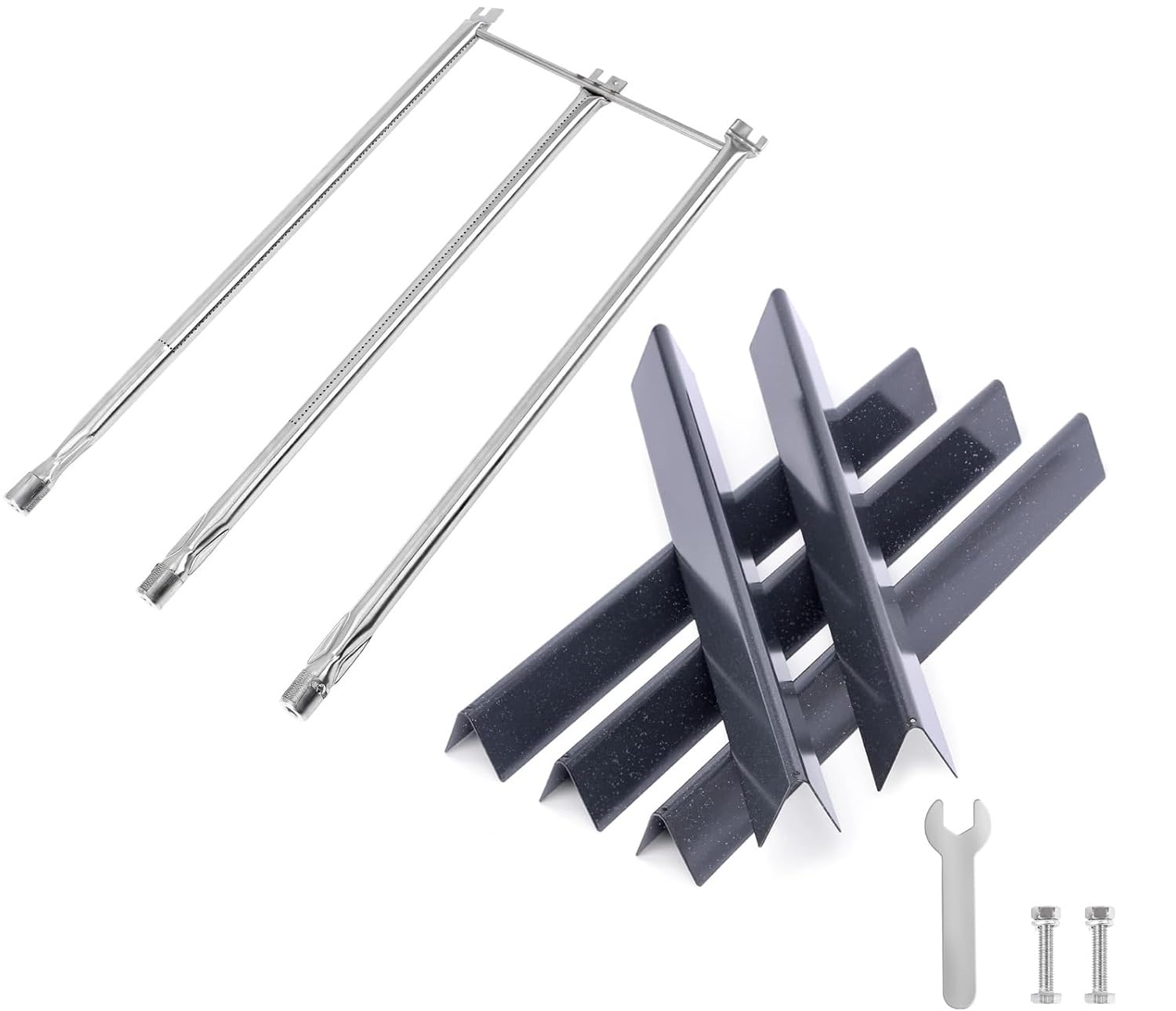 QuliMetal kit frente del set mostrando quemadores y barras, mejora durabilidad