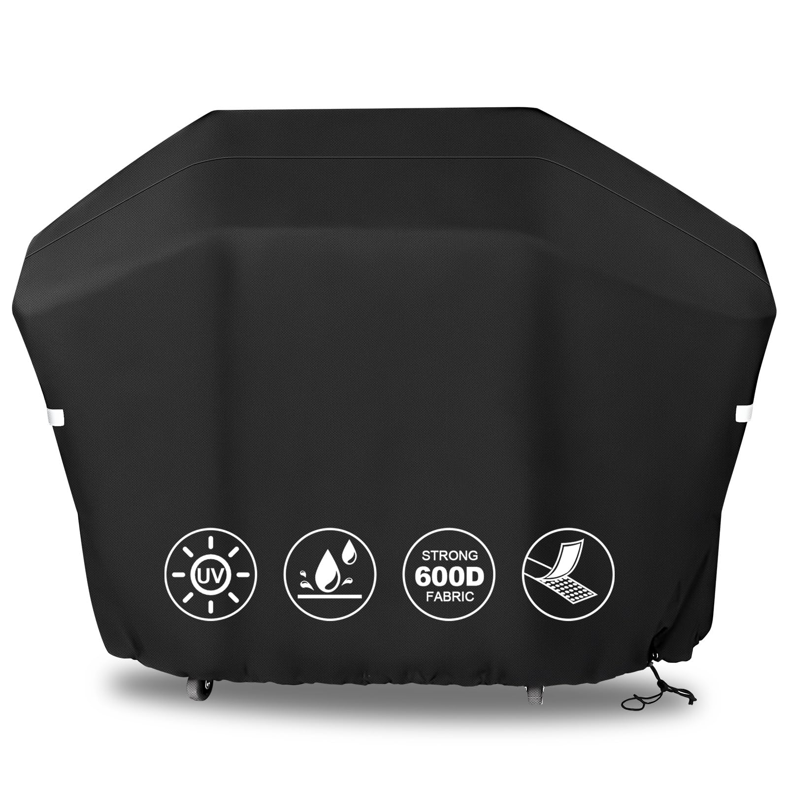 QuliMetal funda frontal sobre parrilla Weber mostrando protección completa