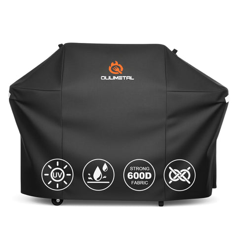 QuliMetal funda frontal de 63 pulgadas protegiendo parrilla Weber