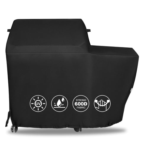 QuliMetal funda frontal para Traeger Woodridge mostrando cobertura completa y protección