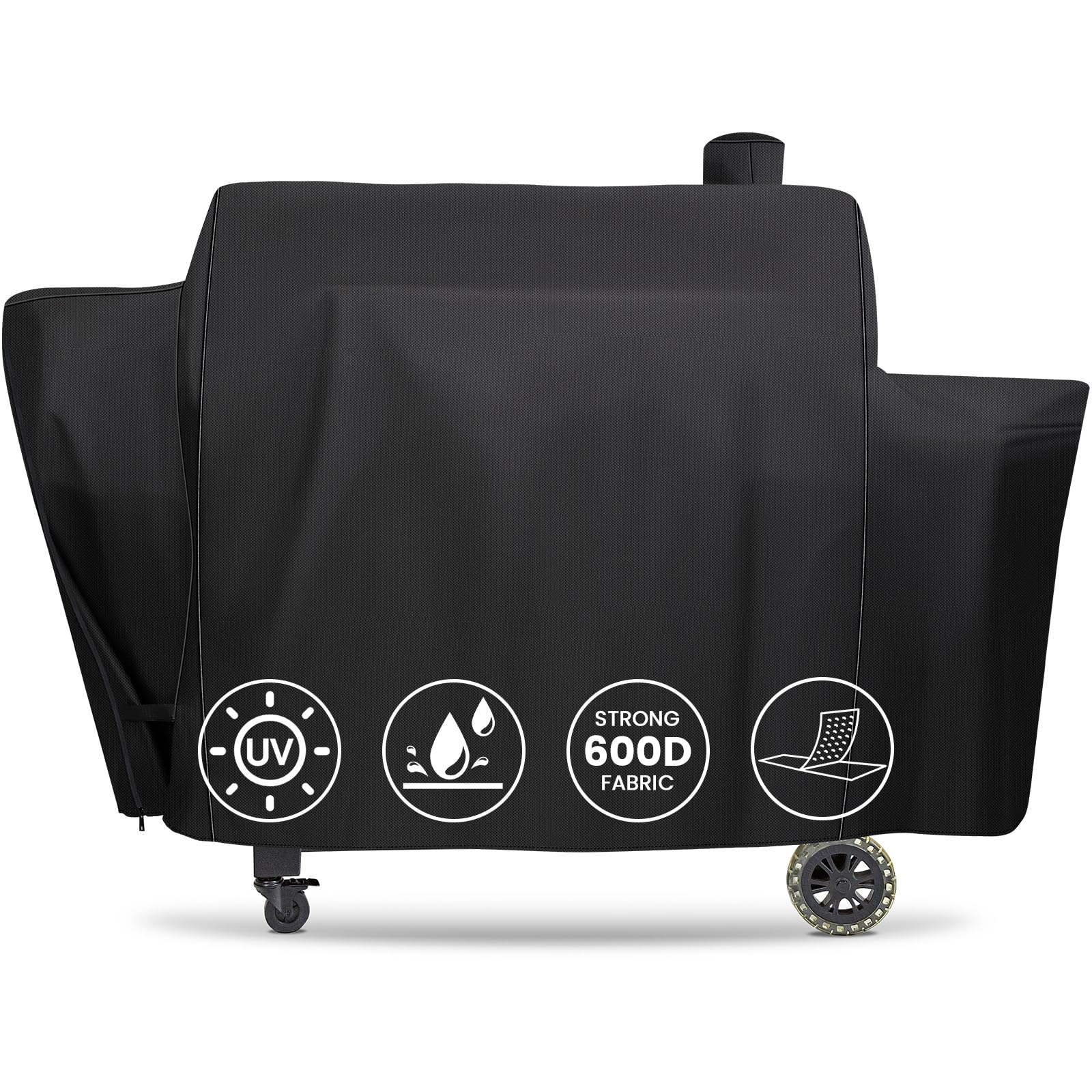 QuliMetal funda frente ajustada protegiendo parrilla Pit Boss contra lluvia