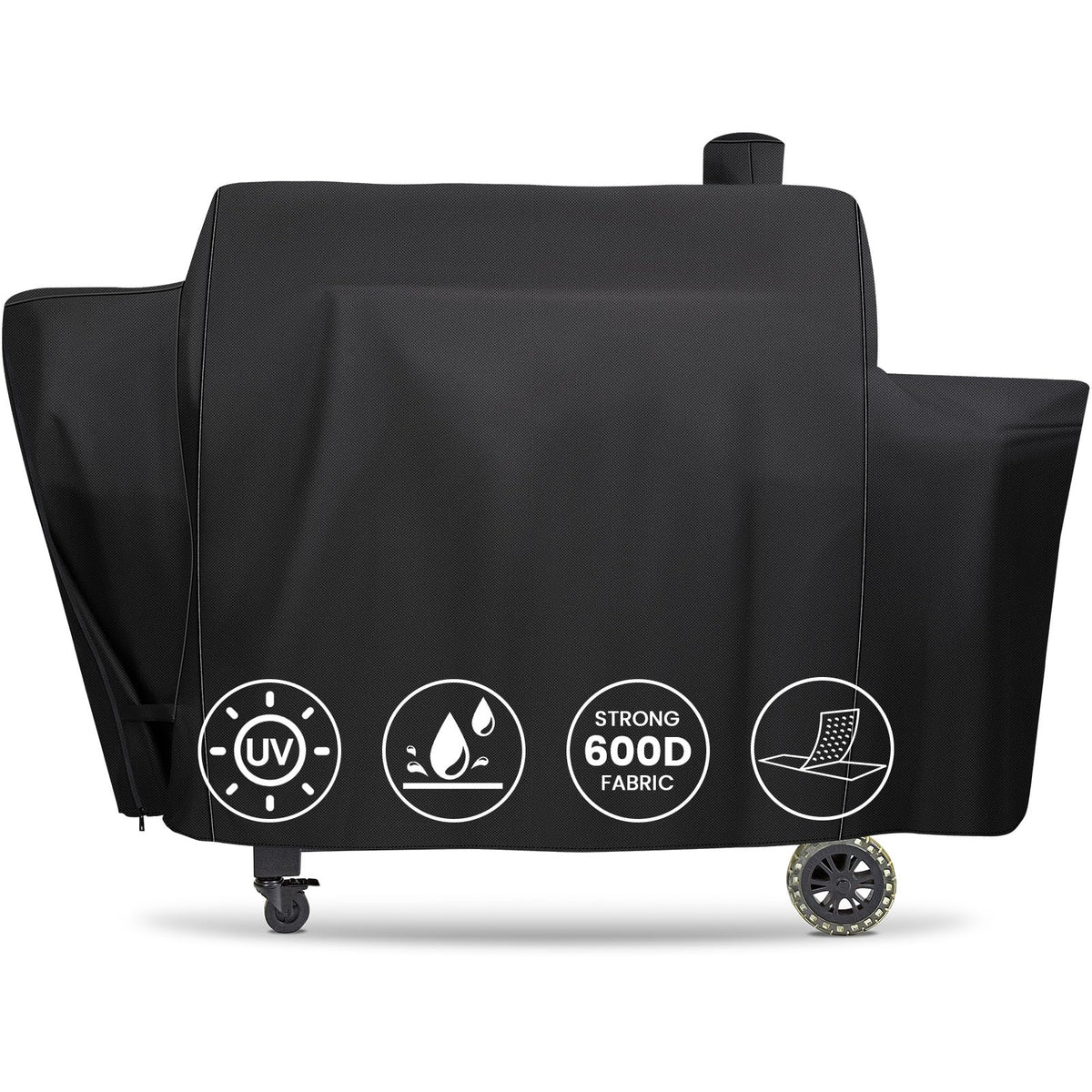 QuliMetal funda frente ajustada protegiendo parrilla Pit Boss contra lluvia